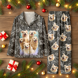 Custom Vintage Bootleg Pet Pajama Set – Personalized Pet Photo Dog Pajamas, Custom Dog Portrait Sleepwear, 90s Retro Lounge Set LM32 897369