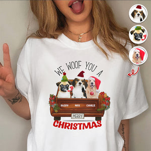 Custom Cute Dog Photo I Woof You A Merry Christmas Bright Shirt LM32 895757