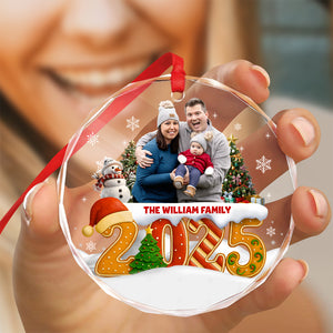 Custom Family Christmas Cake Crew Photo - Personalized Glass Ornament CH07 899974