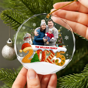 Custom Family Christmas Cake Crew Photo - Personalized Glass Ornament CH07 899974