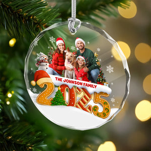 Custom Family Christmas Cake Crew Photo - Personalized Glass Ornament CH07 899974