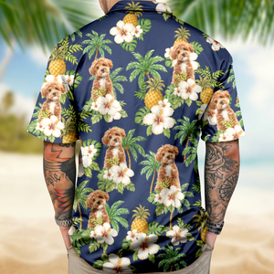 Custom Dog Photo Tropical Pattern Hawaii Shirt Gift For Dog Lovers HO82 893744