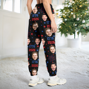 Custom Face Firework USA Red White Blue Matching Sweatpants LM32 895853