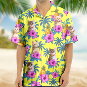 Custom Cat Photo Tropical Pattern Hawaii Shirt Gift For Cat Lovers HO82 893742