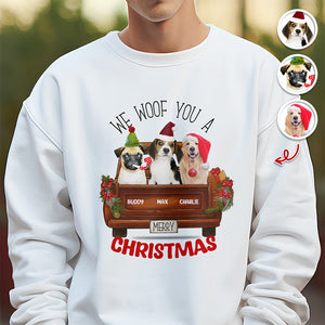 Custom Cute Dog Photo I Woof You A Merry Christmas Bright Shirt LM32 895757