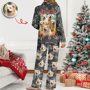 Custom Vintage Bootleg Pet Pajama Set – Personalized Pet Photo Dog Pajamas, Custom Dog Portrait Sleepwear, 90s Retro Lounge Set LM32 897369