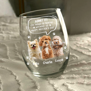 Custom Photo Life Would Be Boring Without Me Dog Cat Wine Glass HA75 892028