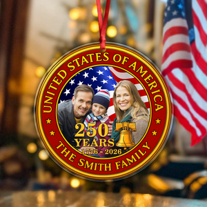 Custom Family Photo USA 250th Anniversary Acrylic Ornament CH07 899602