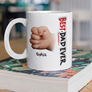 Custom Hand Photo Best Dad Ever White Mug N369 896451