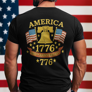 Anniversary Liberty Bell Embroidered Effect Back Side Dark Shirt America 250th Anniversary Shirt CH07 899190