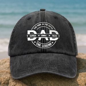 Custom Name Dad The Man The Myth The Legend Washed Denim Baseball Cap TH10 894005