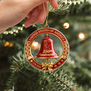USA 250th Anniversary Red Bell Acrylic Ornament LM32 895863