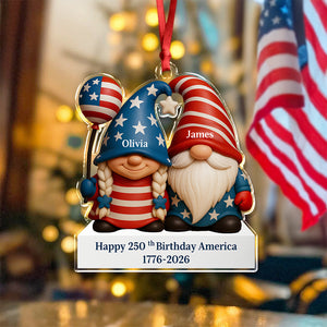 Custom Gnome Couple Happy 250th Anniversary American Acrylic Ornament LM32 897239