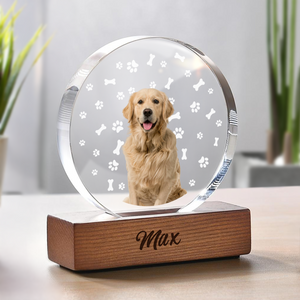 Custom Dog Photo With Bone For Dog Lover Round Acrylic Frame Block TH10 894065