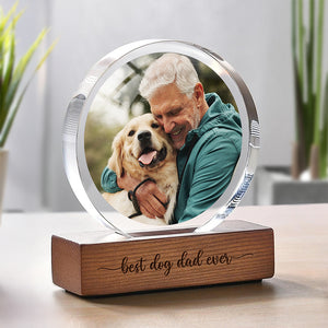 Custom Dog Cat Photo Round Acrylic Frame Block Father's Day Gift For Dad HA75 892438