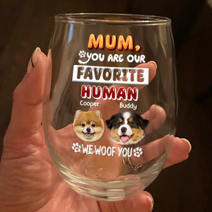 Custom Photo Mom, Dad You Are My Favorite Human Dog Wine Glass HA75 892056