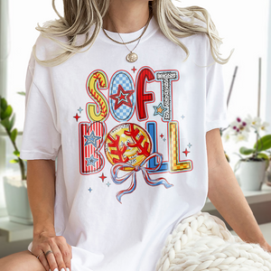 Brushstroke Softball Mom Coquette Family Bright Shirt HO82 893548