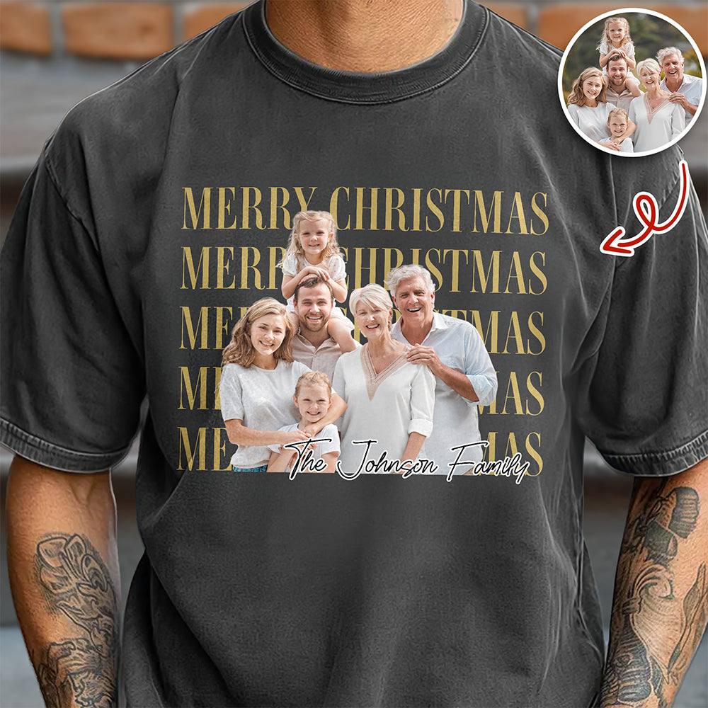 Personalized Vintage Photo Merry Christmas Comfort Shirt, Custom Family Holiday Gift HA75 922114