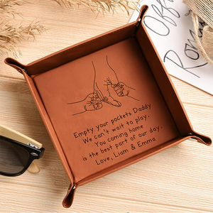 Personalized Name We Can't Wait To Play With Dad Leather Valet Tray LM32 893571