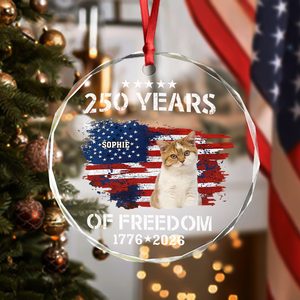 Custom Cat Photo American 250th Anniversary Glass Ornament LM32 895197