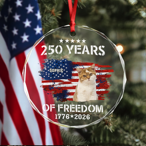 Custom Cat Photo American 250th Anniversary Glass Ornament LM32 895197