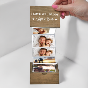 Custom Pull Out Photo I Love Daddy Memory Wooden Photo Box For Father's Day LM32 893429