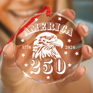America 250 Years Happy 250th Birthday USA Glass Ornament HA75 898104