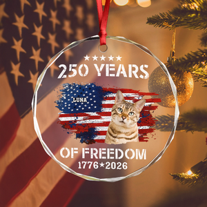 Custom Cat Photo American 250th Anniversary Glass Ornament LM32 895197