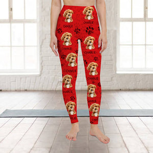 Custom Dog Photo With Paw Pattern Legging HO82 900530