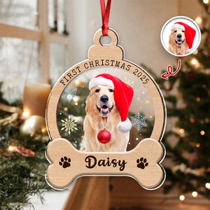 Custom Photo Dog First Christmas Wood And Acrylic Ornament HA75 897042
