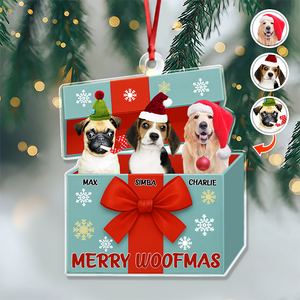 Custom Dog Photo Merry Woofmas Acrylic Ornament Gift For Dog Lovers HO82 900008