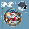 Custom Photo and Name Christmas Cat Circle Glass Ornament HA75 897244