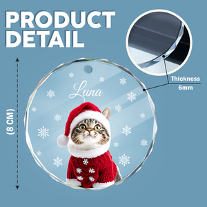 Custom Photo Cat Glass Ornament For Christmas HA75 897240