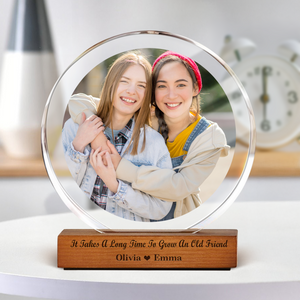 Custom Besties Photo Round Acrylic Frame Block Gift For Sister Besties BFF CH07 896054