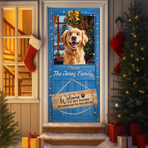 This Humans Just Live Here With Us Door Cover Personalized Gift For Dog Lovers HO82 900258