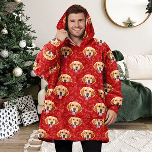 Custom Photo Dog Paw Pattern Hoodie Blanket HA75 898260