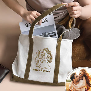 Custom Couple Photo Embroidered Monogram Beach Bag HO82 894248