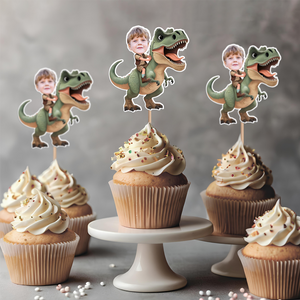 Custom Dinosaur Face Cupcake Toppers Dinosaur Birthday Decor HA75 892102