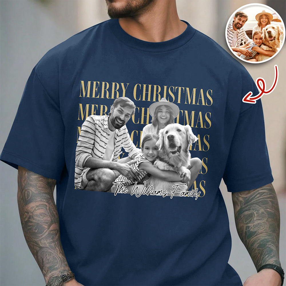 Personalized Vintage Photo Merry Christmas Comfort Shirt, Custom Family Holiday Gift HA75 922114
