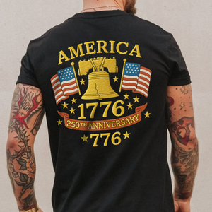Anniversary Liberty Bell Embroidered Effect Back Side Dark Shirt America 250th Anniversary Shirt CH07 899190