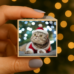 Custom Cat Photo Merry Christmas Cube Ornament For Cat Lover TH10 894611