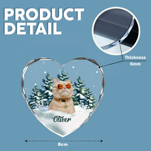 Custom Photo Cat Heart Shaped Glass Ornament For Christmas HA75 897242
