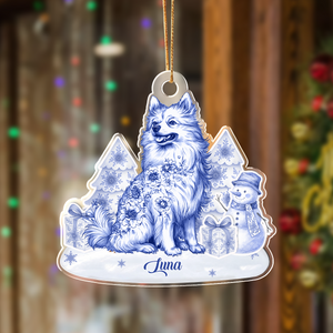 Personalized Name Dog Toile De Jouy Christmas Acrylic Ornament LM32 895045