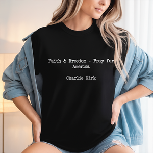 Pray for America: Faith & Freedom Charlie Kirk Christian Dark Shirt LM32 65417