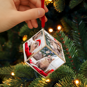 Custom Cat Photo Merry Christmas Cube Ornament For Cat Lover TH10 894611