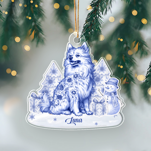 Personalized Name Dog Toile De Jouy Christmas Acrylic Ornament LM32 895045
