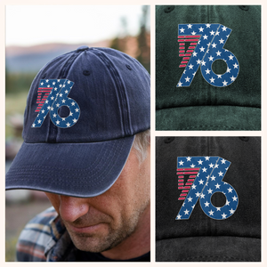 1776 America Patriotic Independence Day Washed Denim Baseball Cap HO82 900362