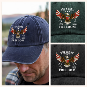 America 250th Anniversary 1776 - 2026 250 Years of Freedom Washed Denim Baseball Cap CH07 899776