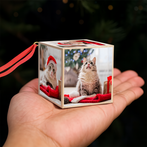 Custom Cat Photo Merry Christmas Cube Ornament For Cat Lover TH10 894611