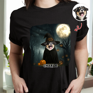 Halloween Cute Peeking Dog On Moon Light Personalized Dark Shirt CH07 899440